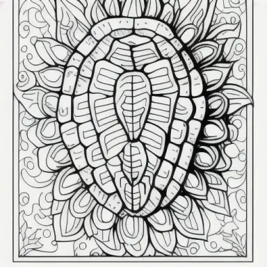 hand drawn turle (coloring page), (fine lines), black and white