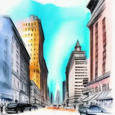 city of new york style ink water colour