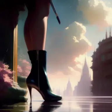 2B wearing latex and high heel boots (extremely detailed CG unity 8k wallpaper), nostalgia professional majestic oil painting by