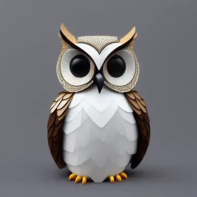cute toy owl made of suede, geometric accurate, relief on skin, plastic relief surface of body, intricate details, cinematic,