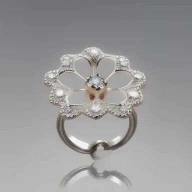 perfect crystal flower snake ring, brilliant, beautiful, balanced, shiny, transparent, symmetrical