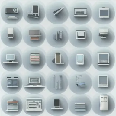 icons matrix, 2d icons, desktop application icons, office furniture, items icons