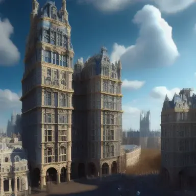 majestic buildings, blue sky, Style Empire, 4k