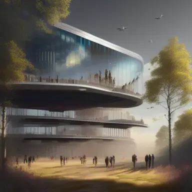 contemporary new Third place to work making countryside attractive, Bjarke Ingels, Brent Heighton, Beeple