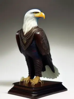 Fabergé bald eagle, intricately wrought, standing on a table