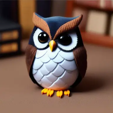 cute toy owl made of suede, geometric accurate, relief on skin, plastic relief surface of body, intricate details, cinematic,