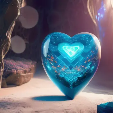 A beautiful girl inside heart shaped object a hologram, by Raymond Teague Cowern, still from alita, marketing design, made purel
