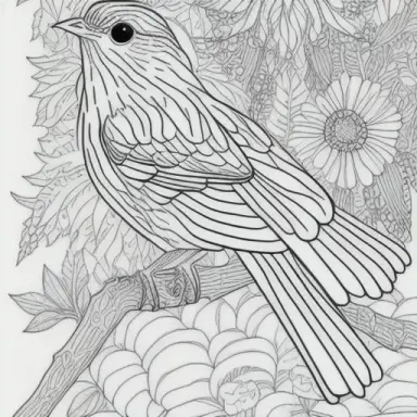 Line drawing for a coloring book for kids, little bird