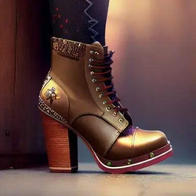 most punk rock high heel boots with a knife as the heel, close up, (extremely detailed 8k wallpaper), high quality, masterpiece,