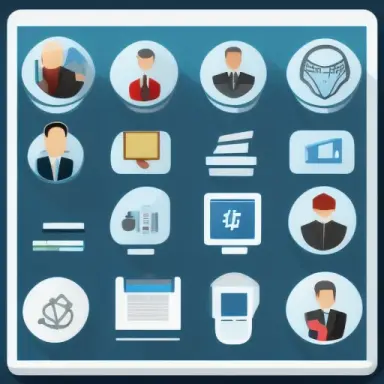 icons matrix, 2d icons, desktop application, icons representing office furniture, highly detailed