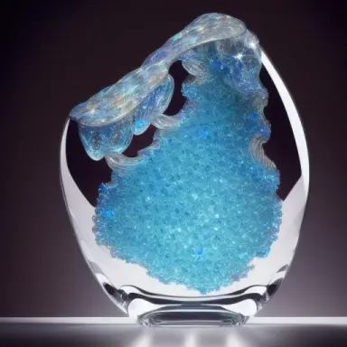 A beautiful piece of art, a fist made of glass, sparkling, 8k, beautiful highly detailed,