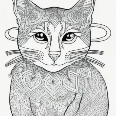 a cat in the style of Line drawing for a coloring book for kids