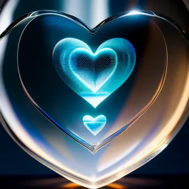 A beautiful girl inside heart shaped glass, a hologram, by Raymond Teague Cowern, still from alita, marketing design, made purel