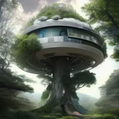 futuristic tree house, hyper realistic, epic composition, cinematic