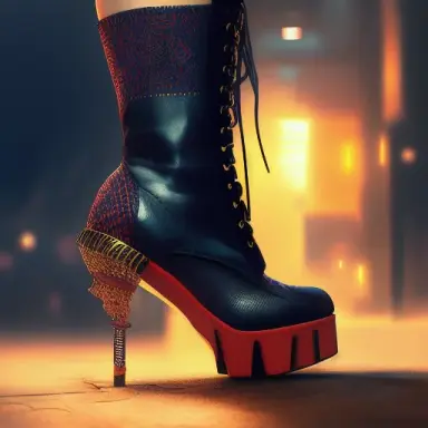turkish woman in platform boot high heels, trampling a mans head, digital art, perfect anatomy, hyper detailed, highly intrica