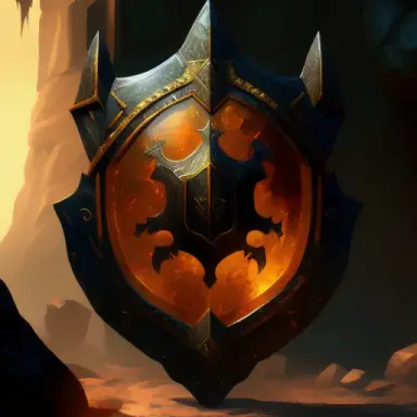 stone shield digital painting, fantasy epic amber, in the style of Skyrim, Game of thrones Lors of the rings, nuclear glow,