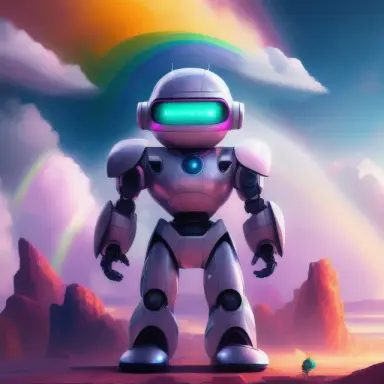 highly detailed portrait of a adorable robot with round, expressive eyes and a friendly smile. It has a cheerful, bright color s