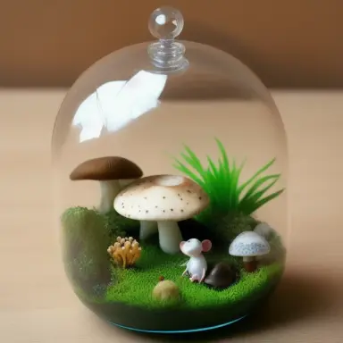 cute terrarium with a little mushroom and mouses