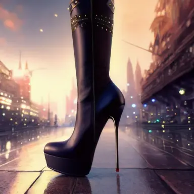 beautiful feet in 10 inch high heel boots with 6 inch platforms, close up, strong rubber sole grip, (extremely detailed 8k wallp