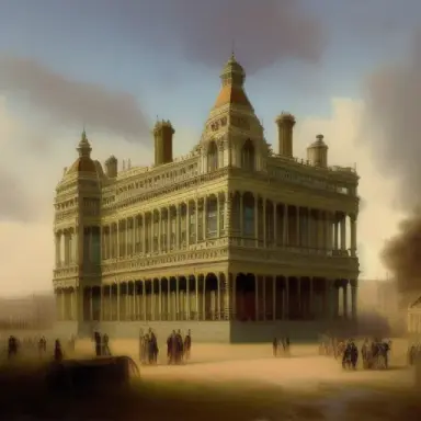 A victorian painting of a modern building for a social media company