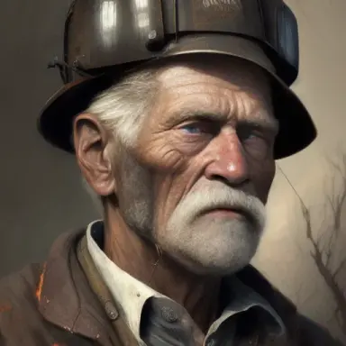 a portrait of an old coal miner in 19th century, beautiful painting with highly detailed face by greg rutkowski and magali villa
