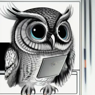 owl working on a computer, ultra detailed illustration
