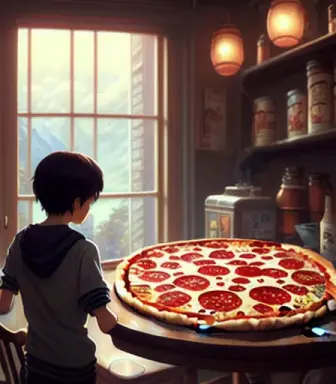 a highly detailed matte painting of pizza by studio ghibli, makoto shinkai, by artgerm, by wlop, by greg rutkowski, volumetric l