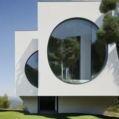 house with convex windows, architecture, modern art now