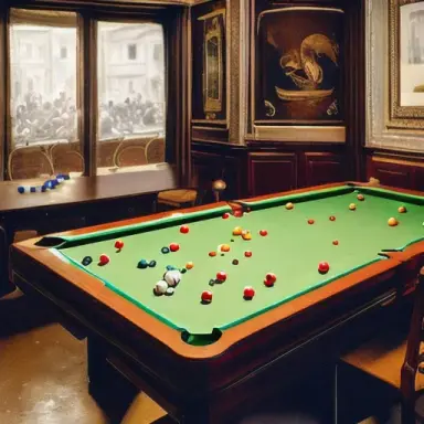 Table de billard avec boules dans le club de billard