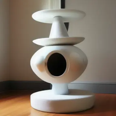 Indoor design architectural cat tree, Flying saucers, unknown planet architecture