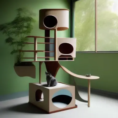 Indoor vegetal design architectural cat tree, le corbusier