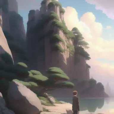 a highly detailed matte painting of a man looking on a rocked start by studio ghibli, makoto shinkai, by artgerm, by wlop, by g