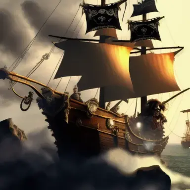 pirate ship full of goblins, picture, realistic, low lighting, masterpiece, ultra detailed, HD