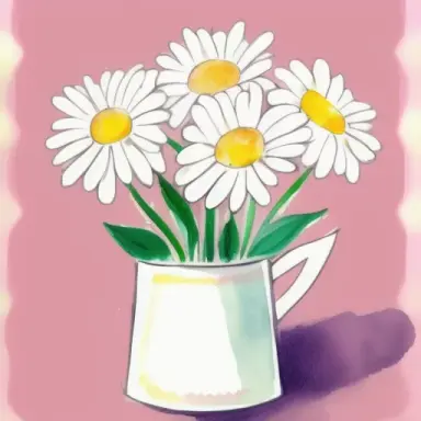 cute, perfect, beautiful, art, pastel color wall, painting, of exquisite small soft white daisies in a danish pastel vase, vi