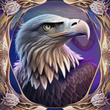 overwhelmingly beautiful eagle framed with vector flowers, long shiny wavy flowing hair, polished, ultra detailed vector f