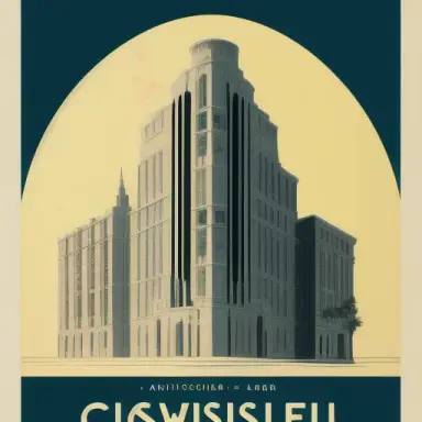 Poster in architectural graphic style, Criswell style