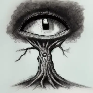 sketch of a tree with eyes