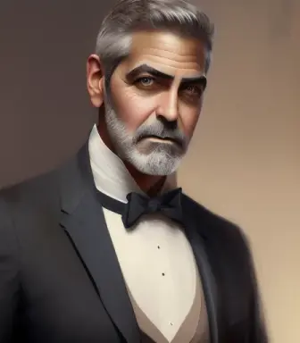 oul painting, a portrait of george clooney in 19th century, beautiful painting with highly detailed face by greg rutkowski and m