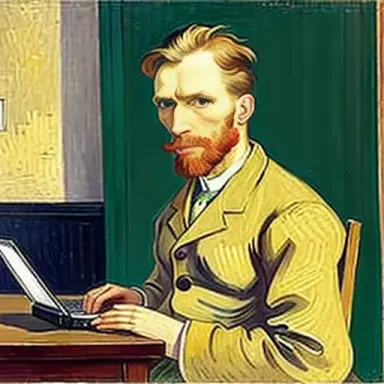vangogh with a laptop