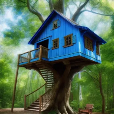 blue tree house