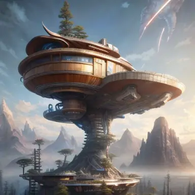 futuristic tree house, hyper realistic, epic composition, cinematic, landscape vista photography by Carr Clifton and Galen Rowell,