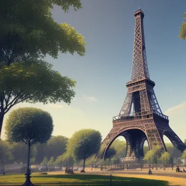 a Eiffel Tower in the yard,panorama,artstation