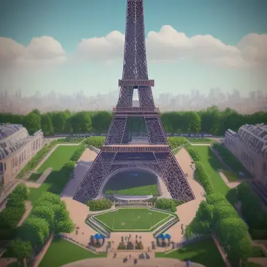 this is Long shot, a Eiffel Tower in the yard, art station