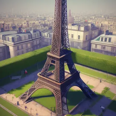 This is Medium long shot, a Eiffel Tower in the yard, artstation