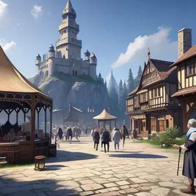 ((A strange grandfather is the owner of a small magical tent)), a seller stands next to a fish counter and invites people, magic