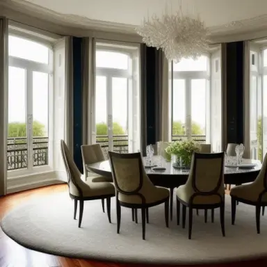 Parisian contemporary interior penthouse big dining room, f