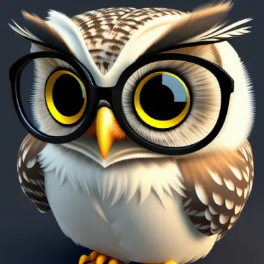 Owl, wearing glasses, furry, big pupils, cute, anthropomorphic, realistic, front, full body 3D