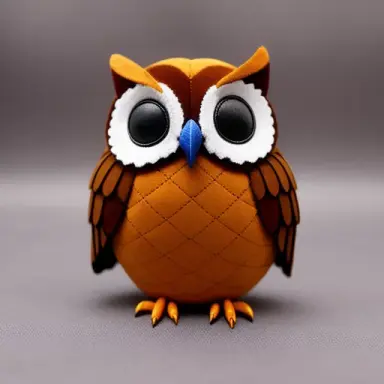 cute toy owl made of suede, geometric accurate, relief on skin, plastic relief surface of body, intricate details, cinematic,