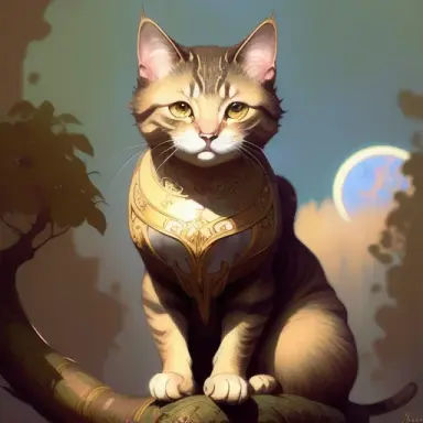 Cat art by artgerm and greg rutkowski and alphonse mucha Cat , wlop, Bouguereau, pastoral, rustic, georgic, detailed concept a