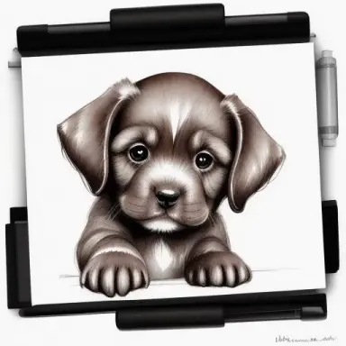 cute brown puppy charcoal sketch watercolor, drawing, kawaii, digital art, outline, sketch, highly detailed, smooth 4k